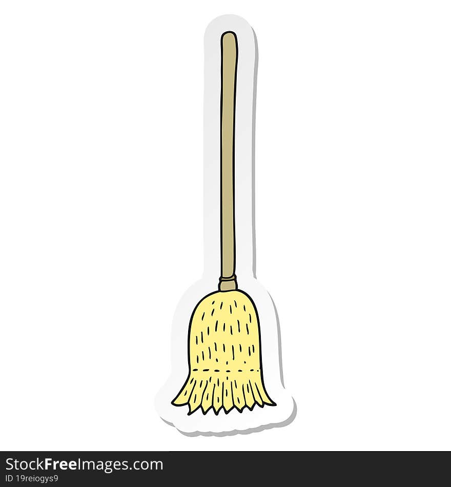 sticker of a cartoon sweeping brush