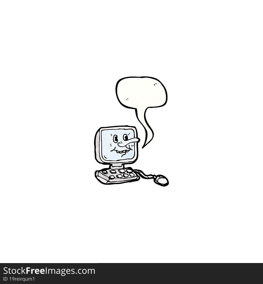 cartoon talking computer character