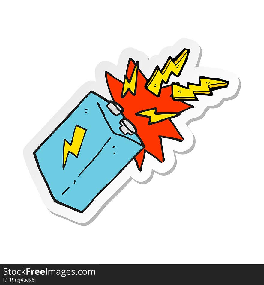 sticker of a cartoon battery sparking