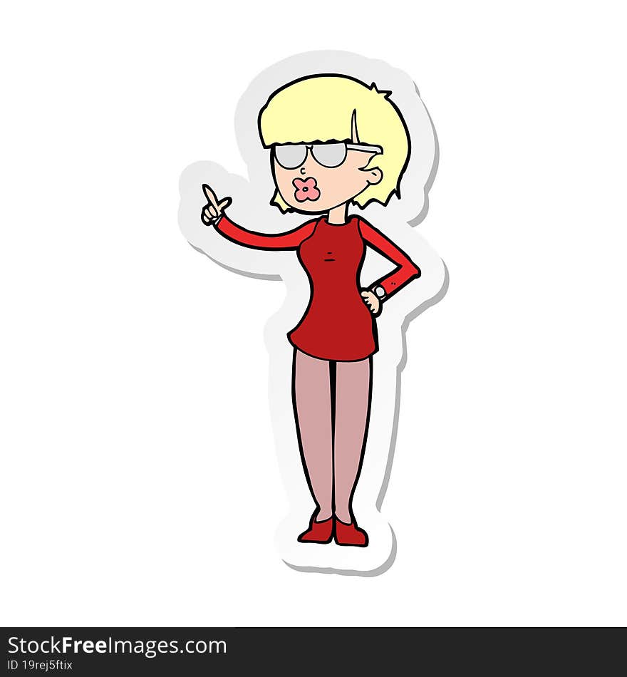 sticker of a cartoon woman wearing spectacles