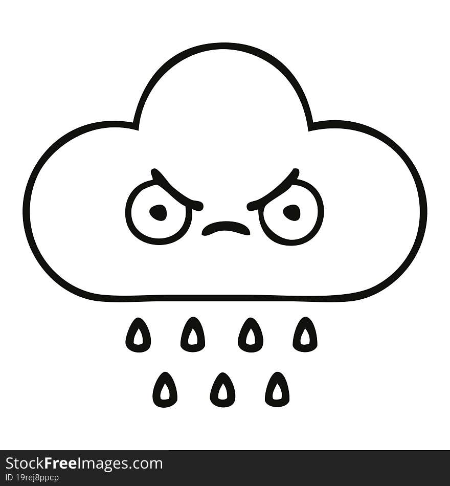 line drawing cartoon storm rain cloud