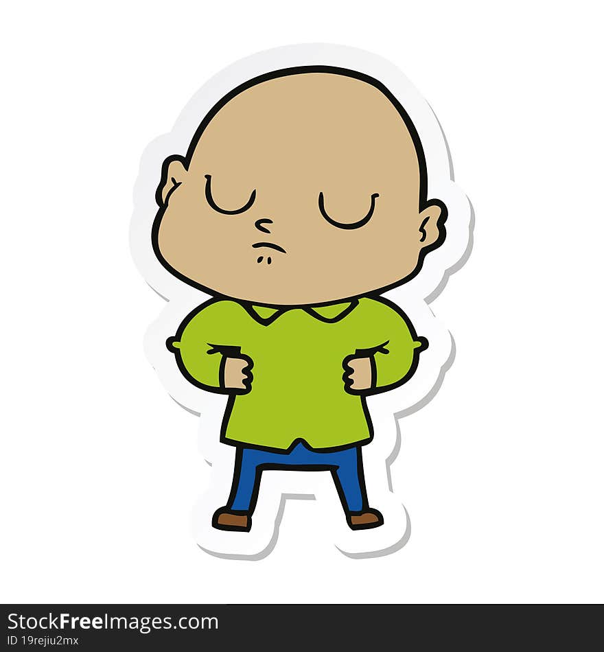 Sticker Of A Cartoon Bald Man