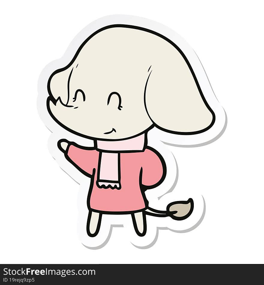 sticker of a cute cartoon elephant