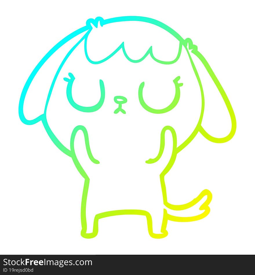 cold gradient line drawing of a cute cartoon dog