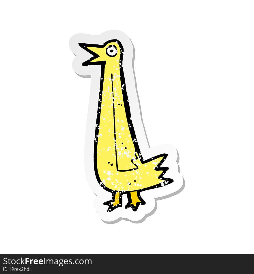 retro distressed sticker of a funny cartoon bird