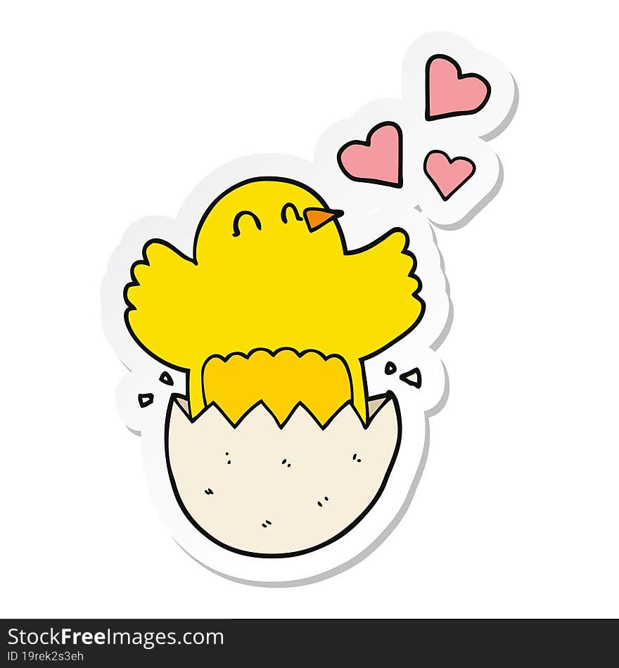 sticker of a cute hatching chick cartoon