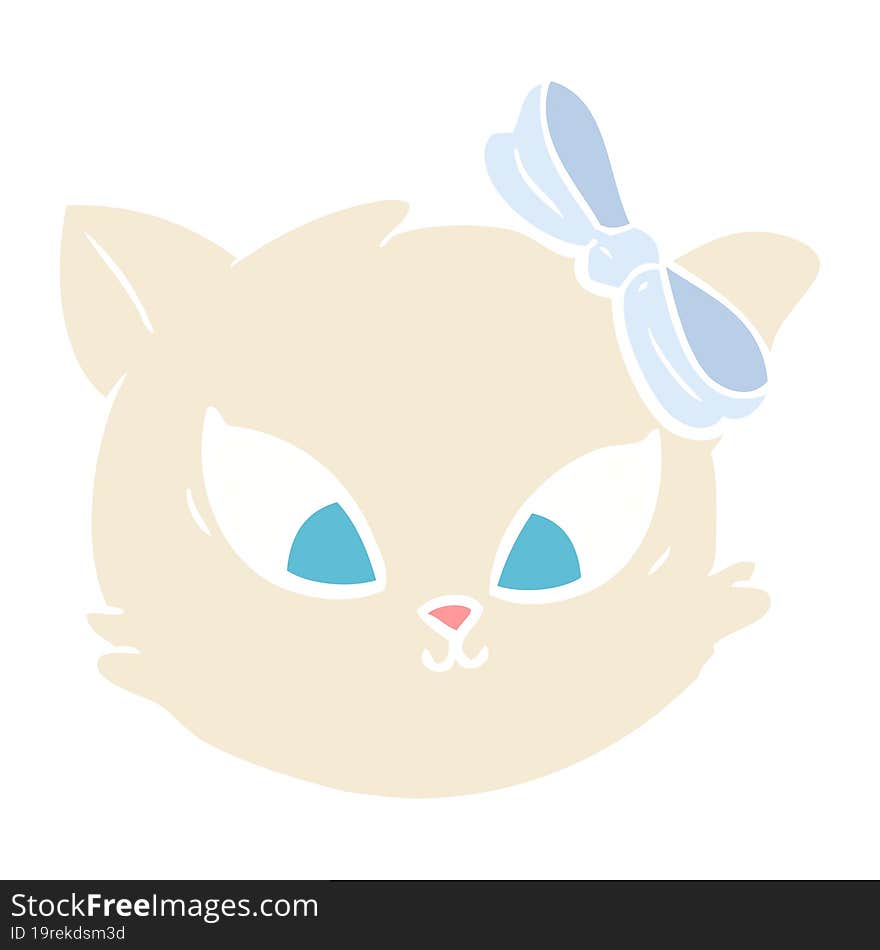 cute flat color style cartoon cat with bow