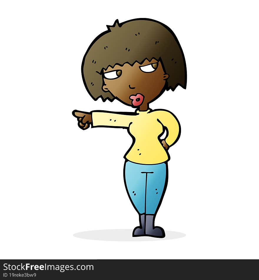 cartoon annoyed woman pointing