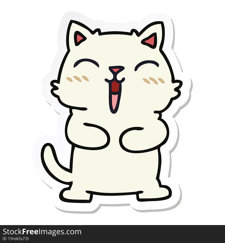 sticker of a quirky hand drawn cartoon cat