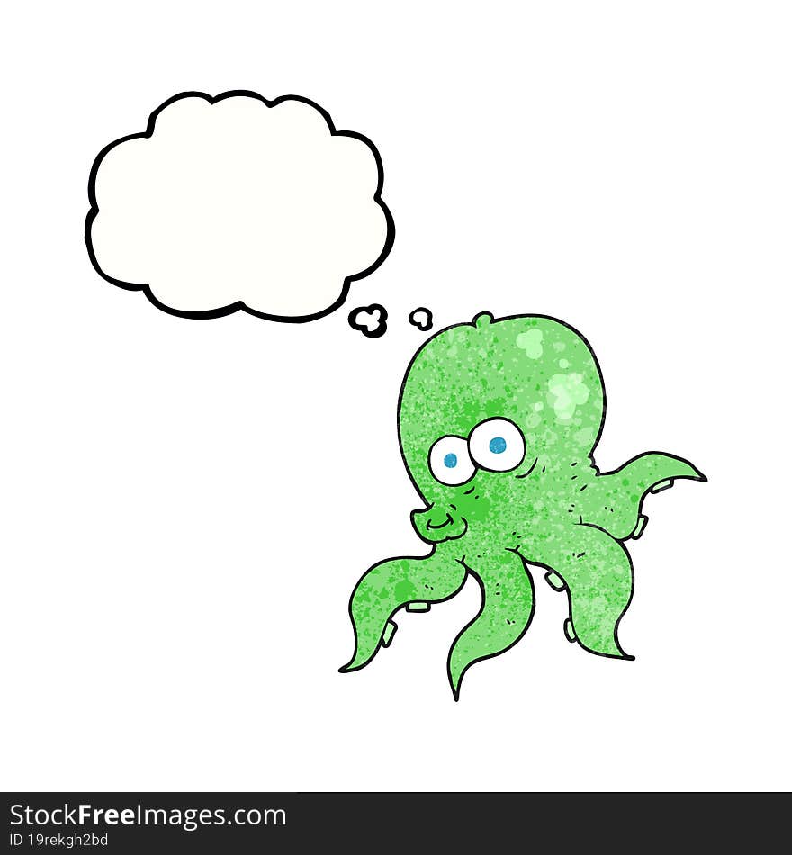 thought bubble textured cartoon octopus