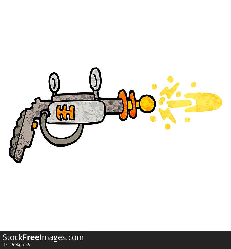 Grunge Textured Illustration Cartoon Ray Gun