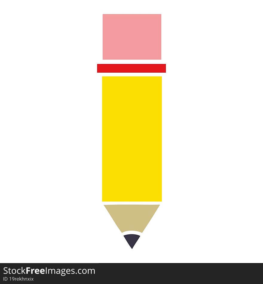 Flat Color Retro Cartoon Of A Pencil