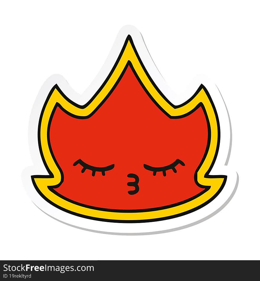 Sticker Of A Cute Cartoon Fire