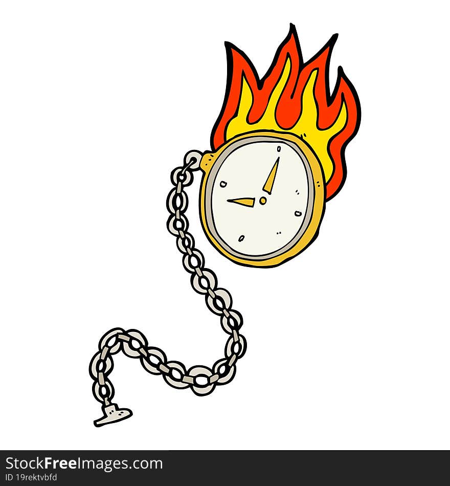 cartoon flaming watch