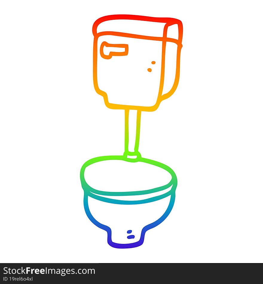 Rainbow Gradient Line Drawing Cartoon Golden Toilet