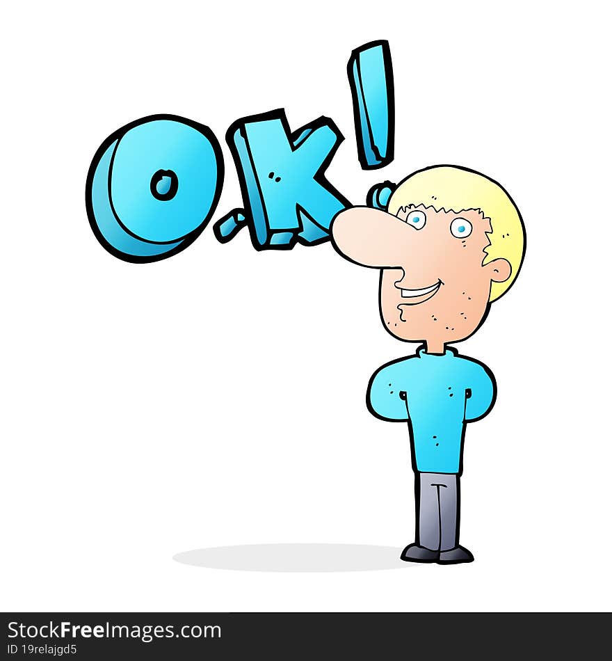 cartoon man saying OK