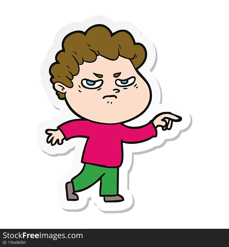 Sticker Of A Cartoon Angry Man