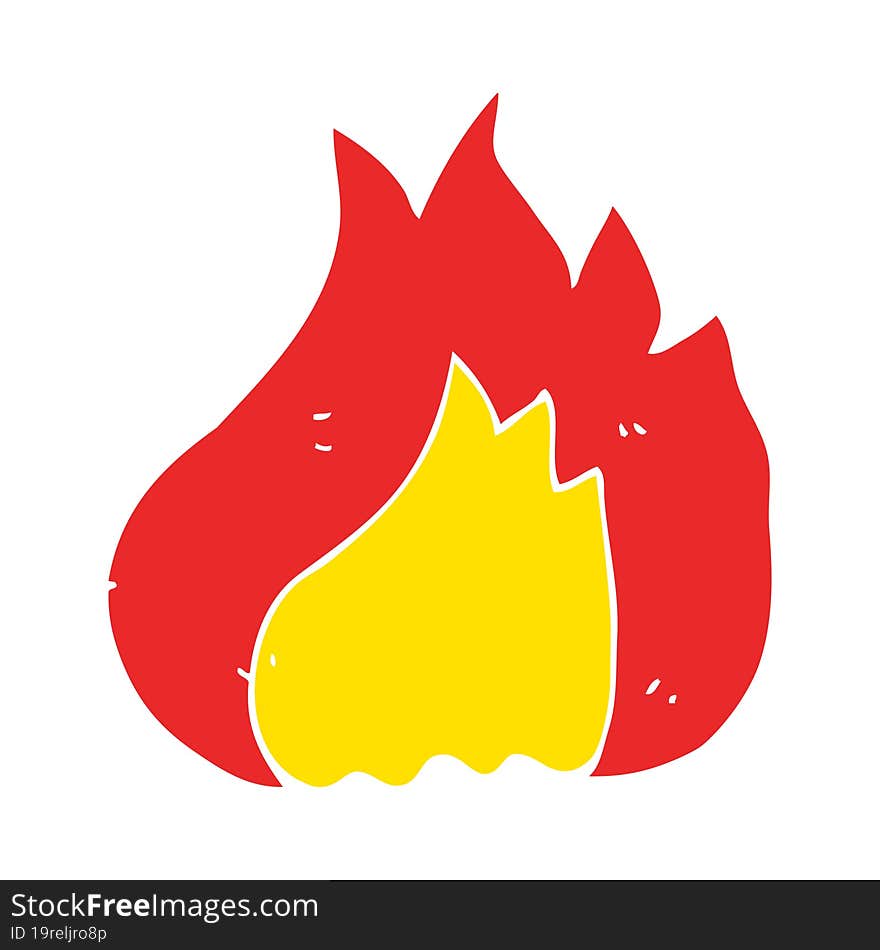 flat color illustration of a cartoon flame