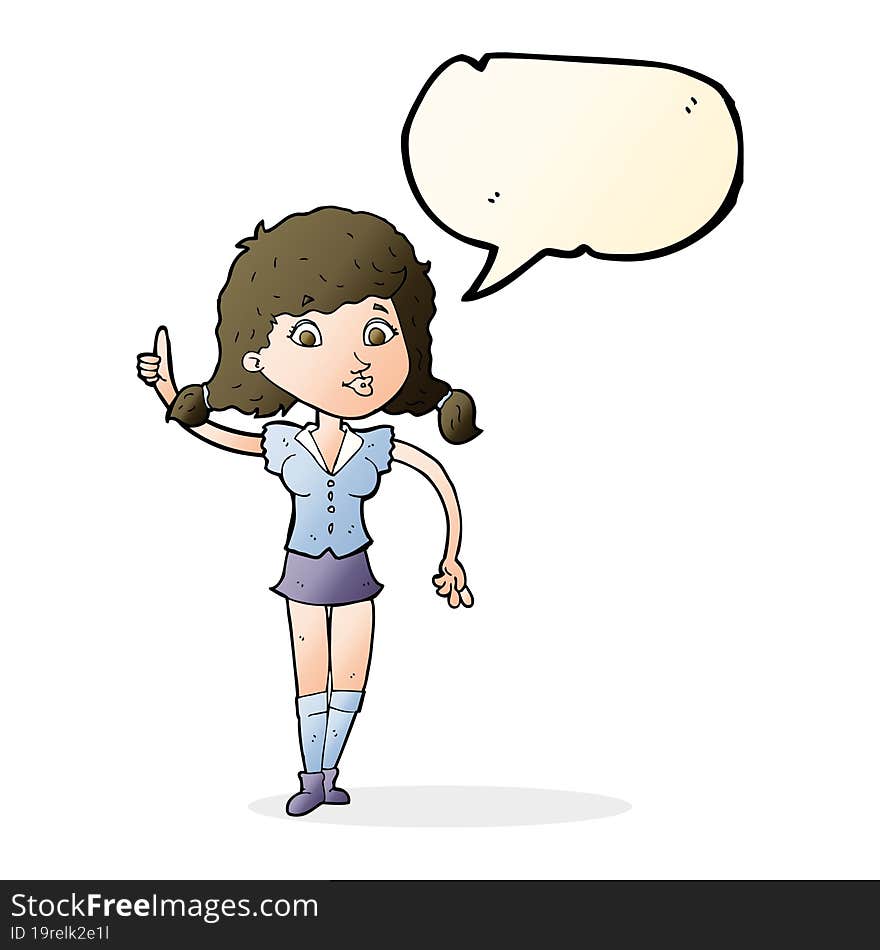 cartoon pretty woman with idea with speech bubble