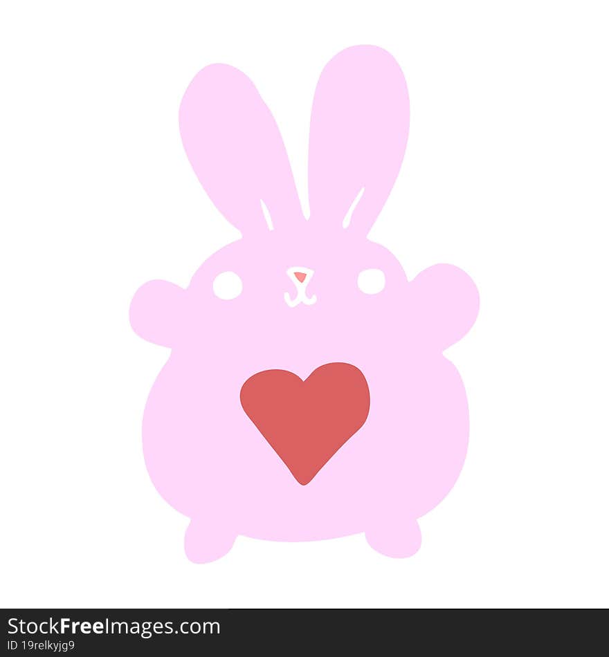 cute flat color style cartoon rabbit with love heart