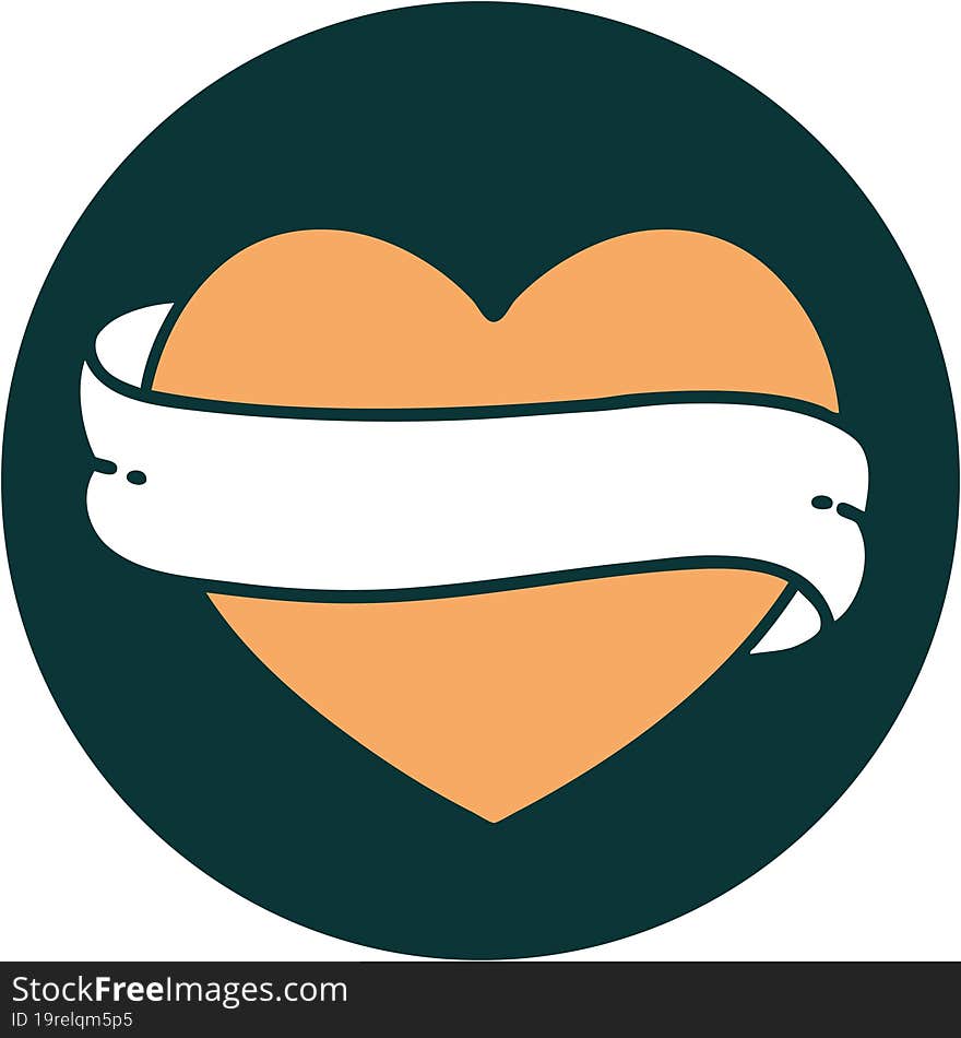 Tattoo Style Icon Of A Heart And Banner