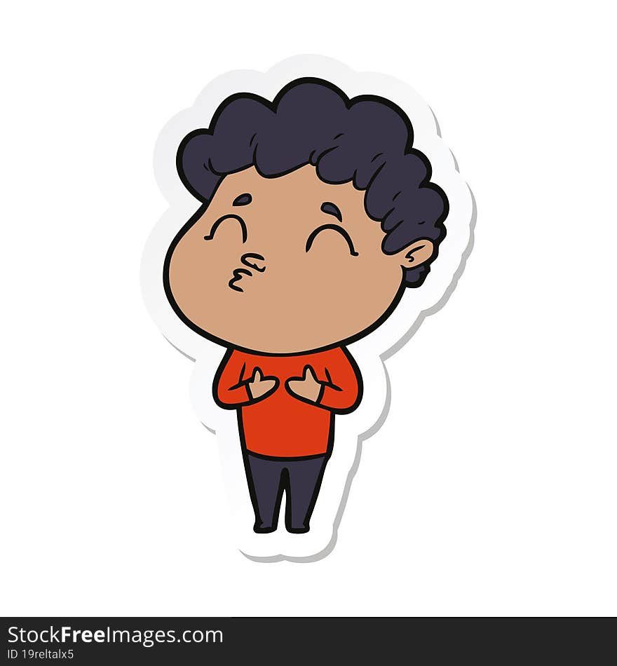 sticker of a cartoon man pouting