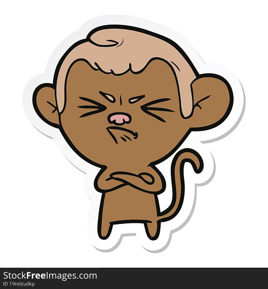 sticker of a cartoon angry monkey