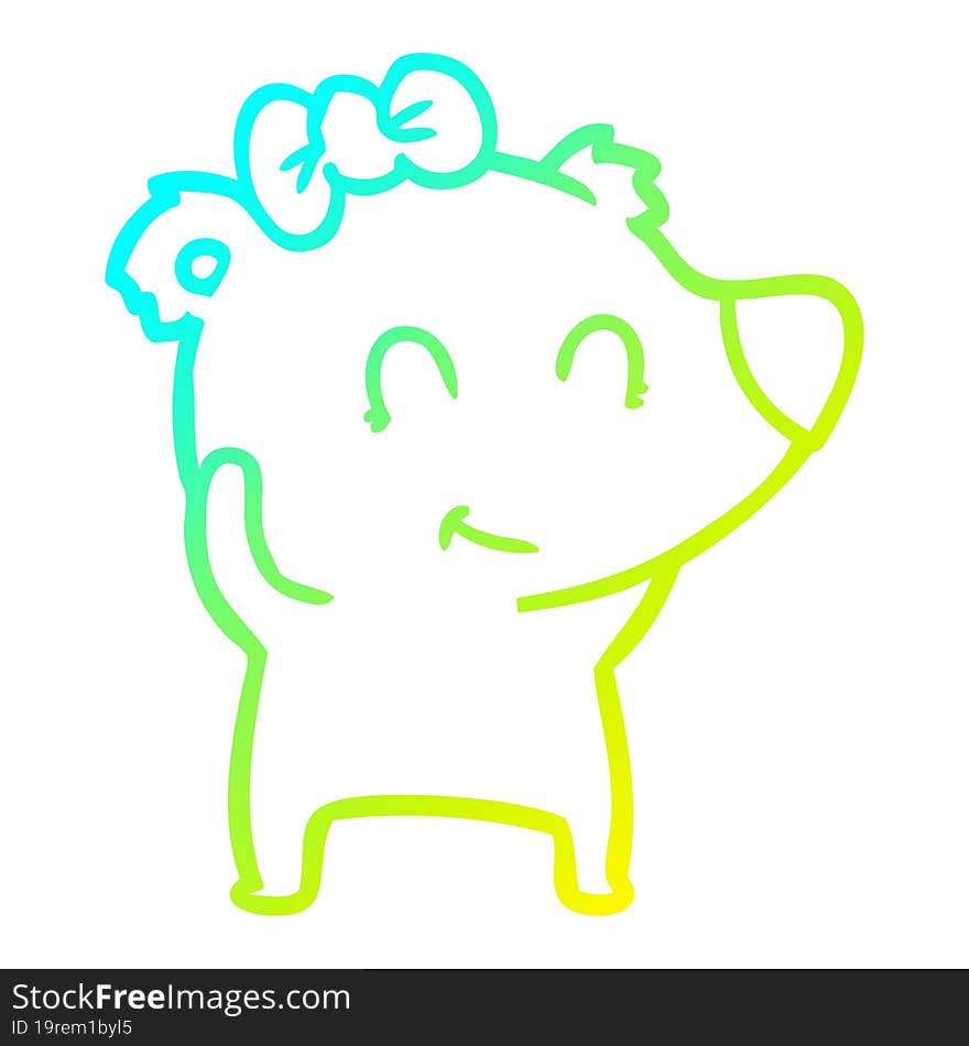 cold gradient line drawing female polar bear cartoon