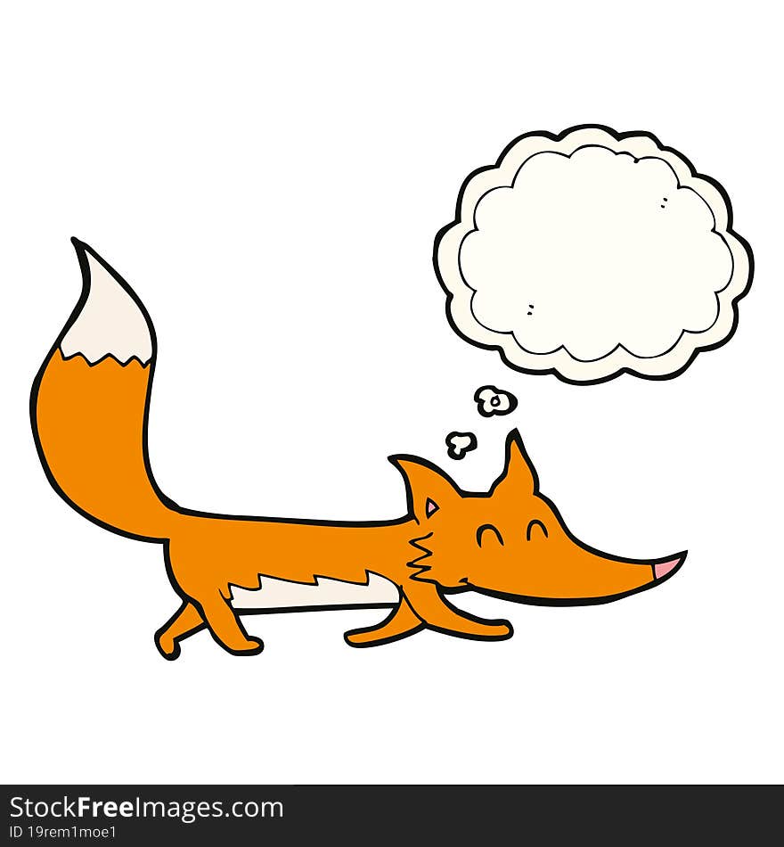 cartoon little fox with thought bubble