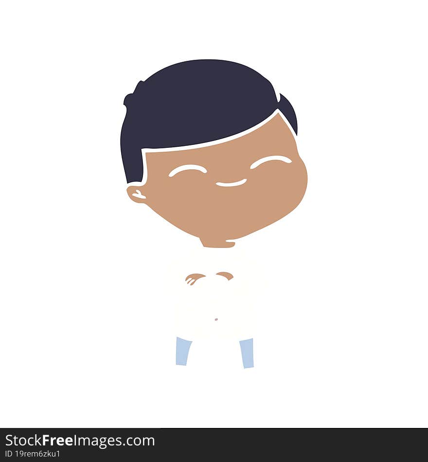 flat color style cartoon smiling boy