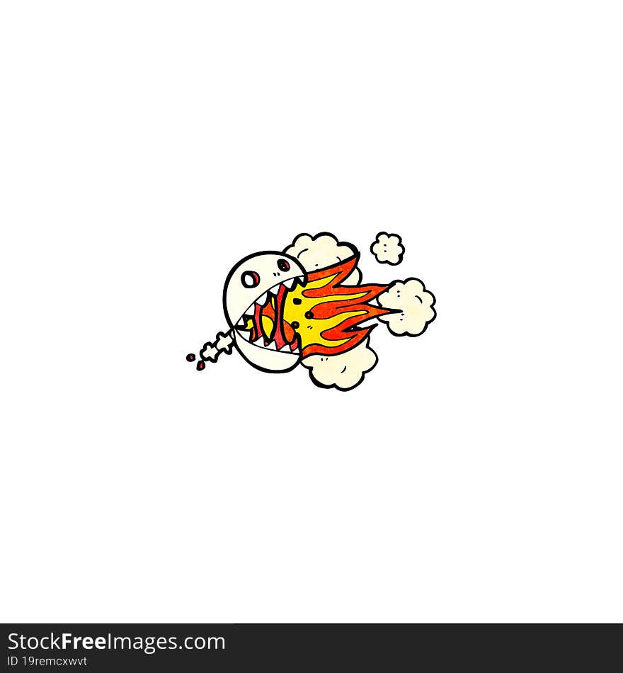 fire breathing skull cartoon