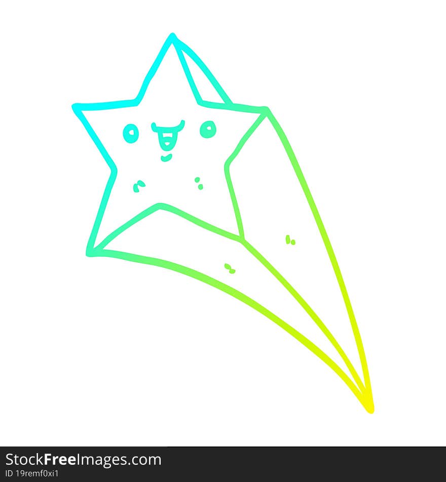 Cold Gradient Line Drawing Cartoon Shooting Star