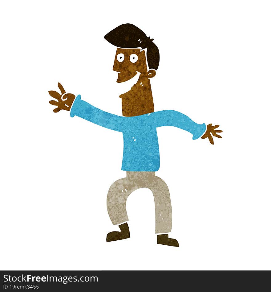 cartoon happy man dancing