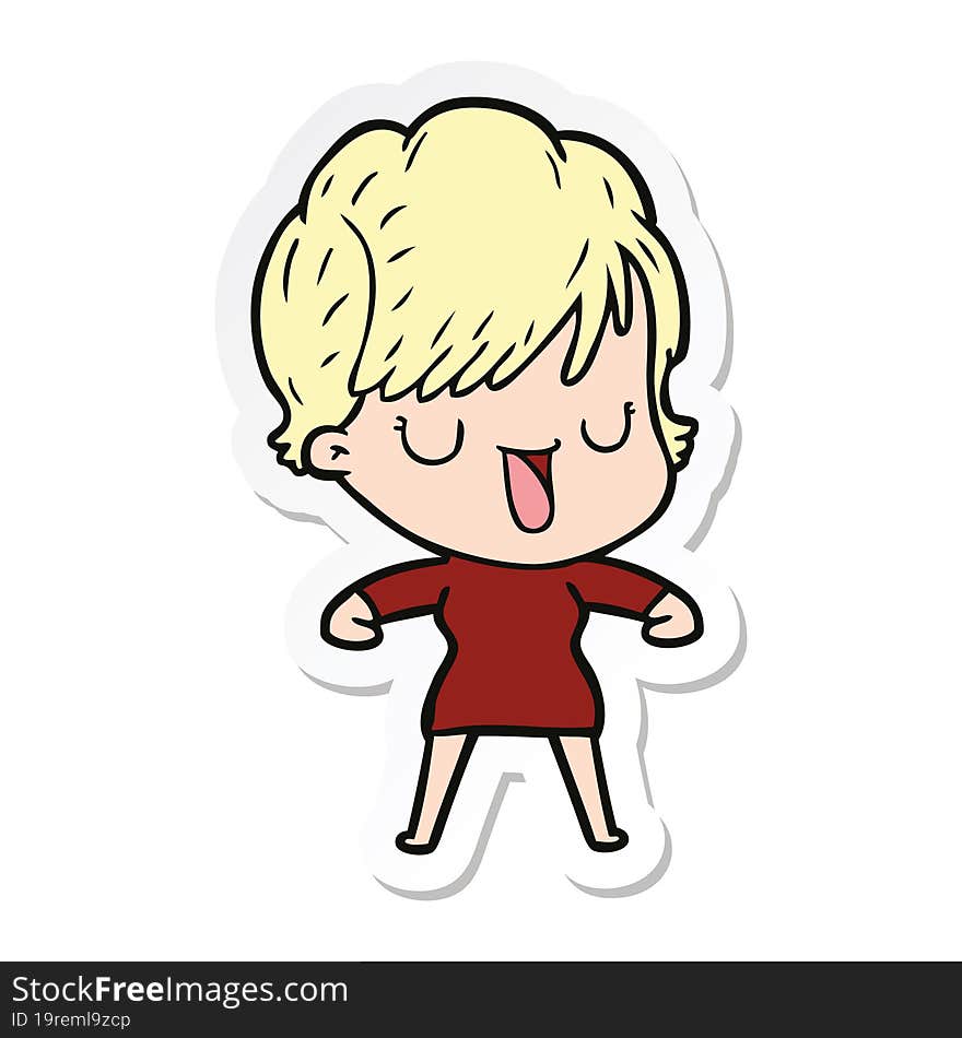 sticker of a cartoon woman talking