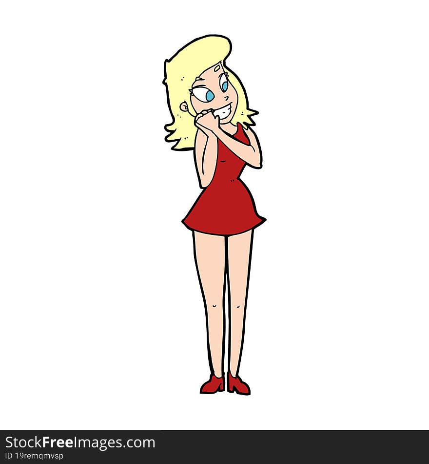 cartoon excited woman