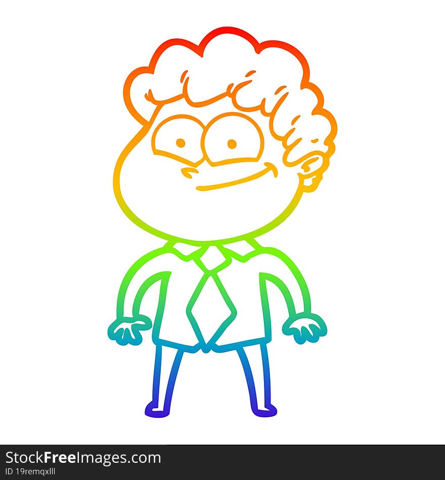 rainbow gradient line drawing cartoon happy man