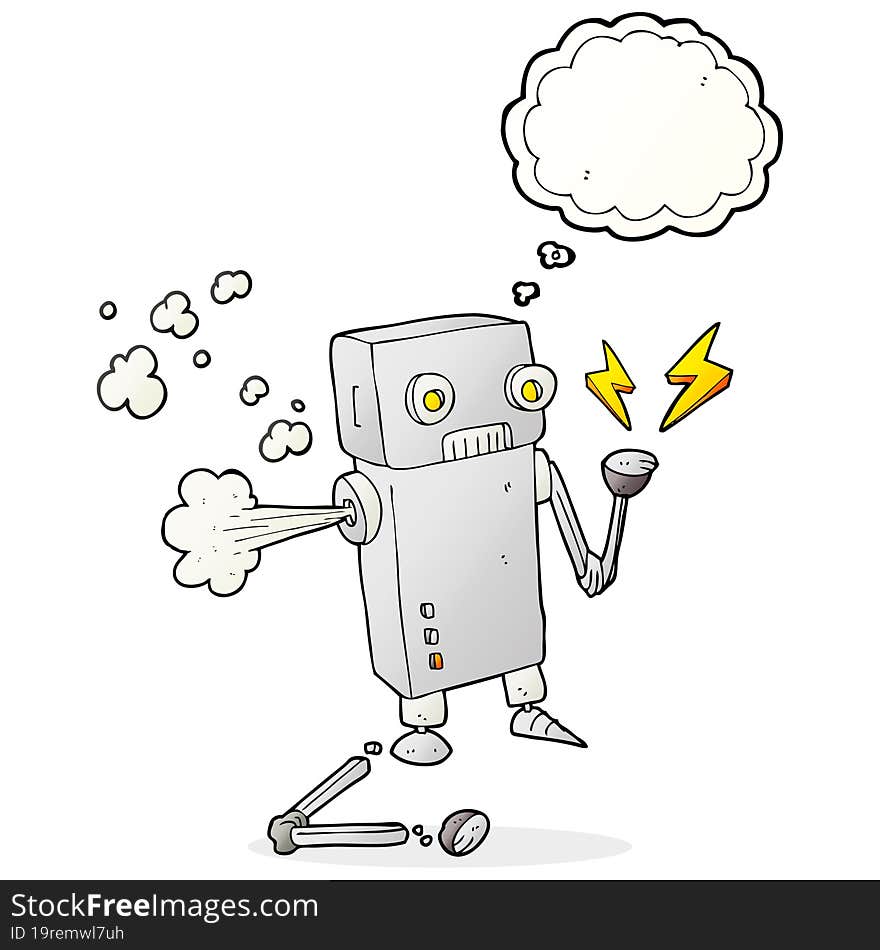 thought bubble cartoon broken robot