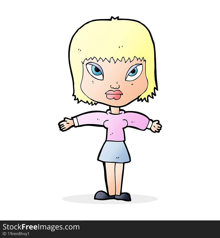 cartoon woman with outstretched arms