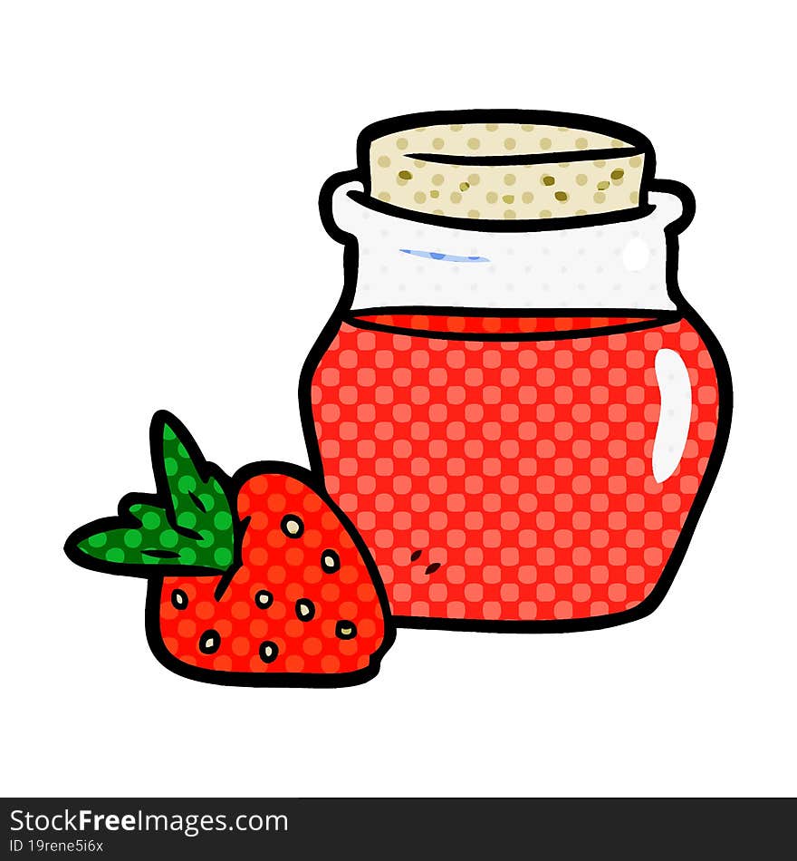 cartoon jar of strawberry jam. cartoon jar of strawberry jam