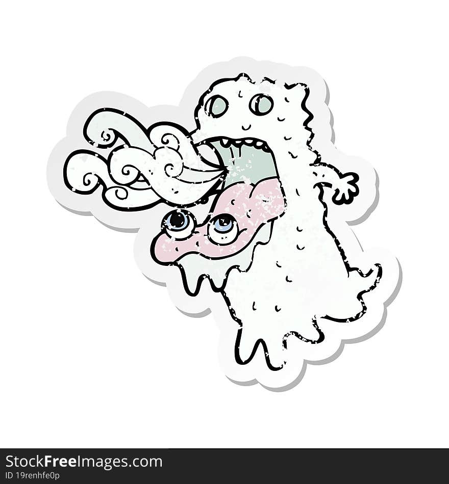 retro distressed sticker of a cartoon gross ghost