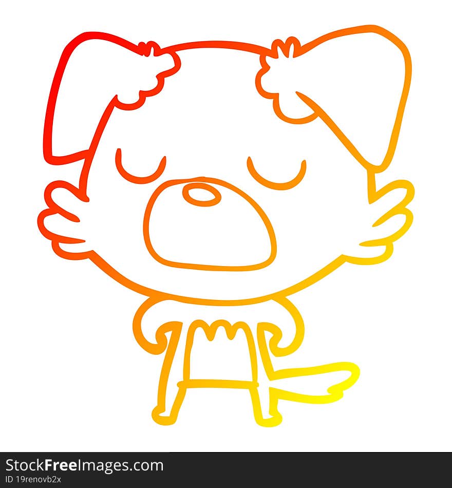 Warm Gradient Line Drawing Cartoon Dog