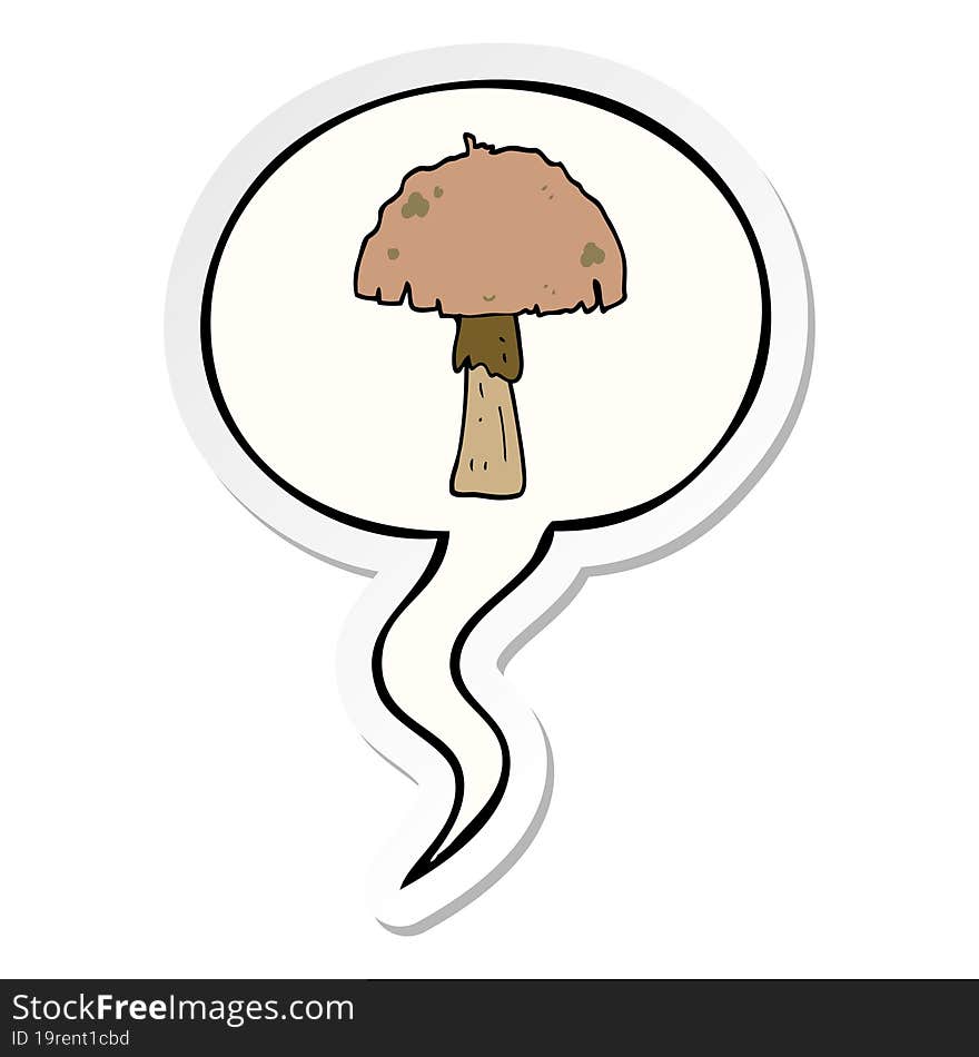 cartoon mushroom and speech bubble sticker