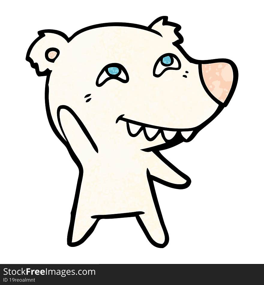 cartoon polar bear waving. cartoon polar bear waving