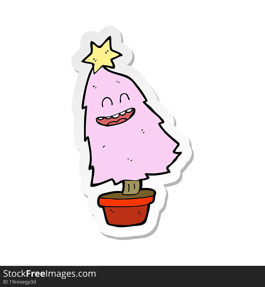 Sticker Of A Cartoon Dancing Christmas Tree