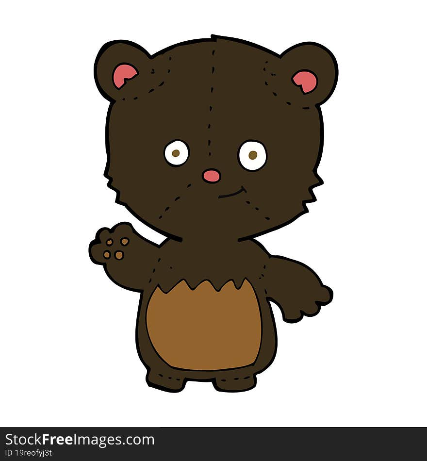 Cartoon Little Black Bear Waving