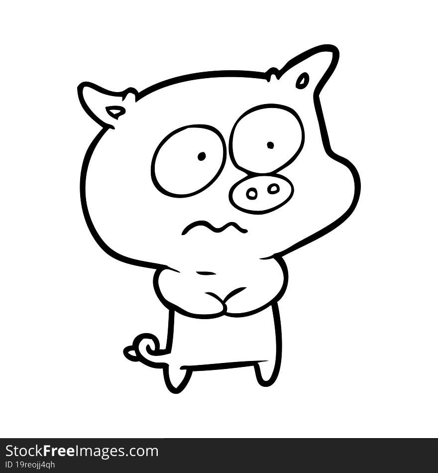 line drawing of a nervous pig. line drawing of a nervous pig