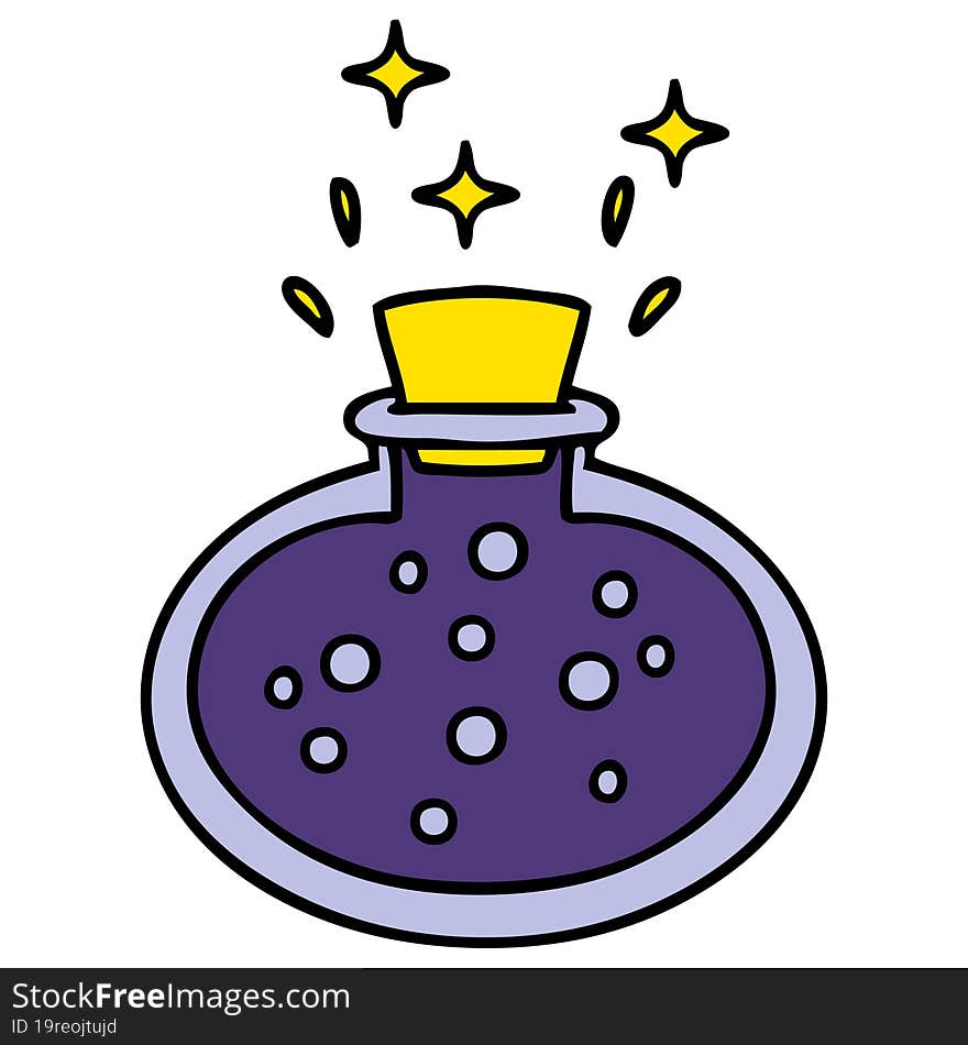 cartoon bubbling potion bottle