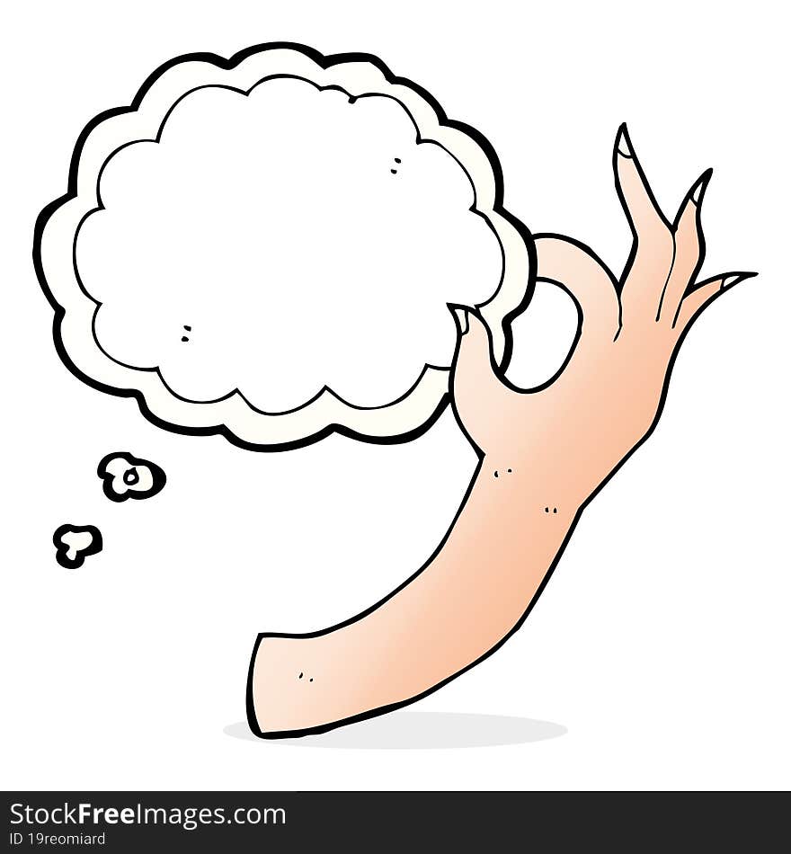 Cartoon Hand Symbol With Thought Bubble