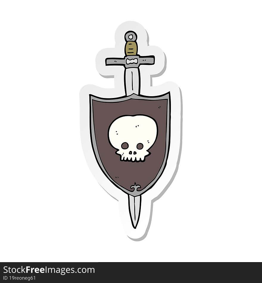 sticker of a cartoon sword and shield