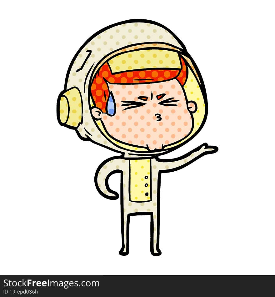 cartoon stressed astronaut. cartoon stressed astronaut